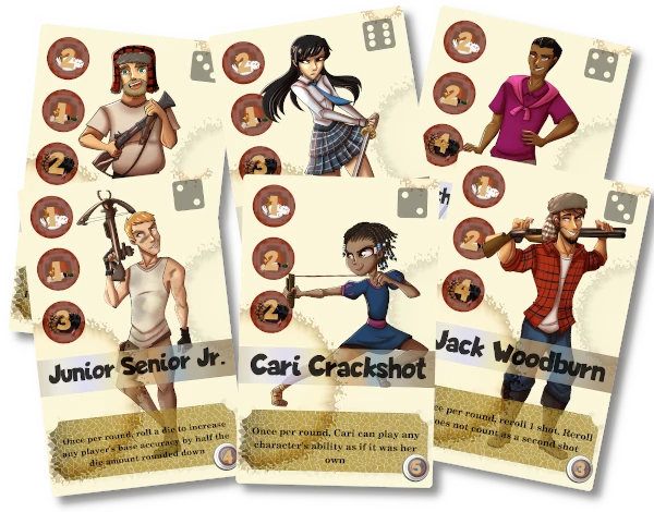 6 character cards